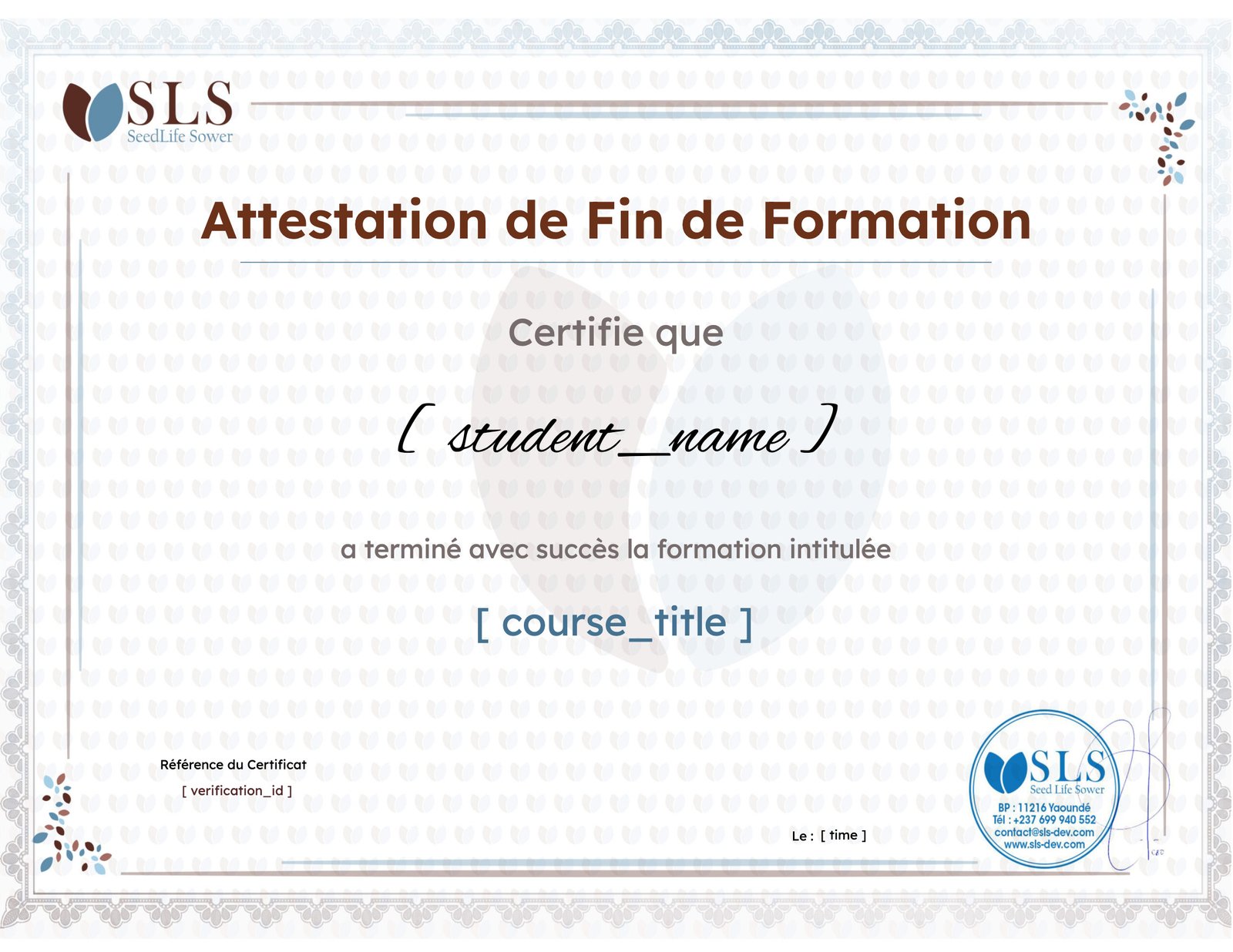 modèle sélectionné